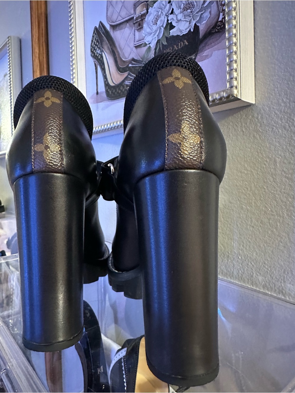 Louis Vuitton 💎💎 Star Trail Noir Mary Jane Lug Sole High Heels Pump RARE FIND - Picture 5 of 13